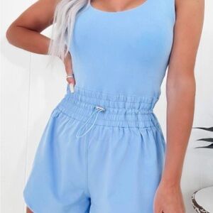 Light Blue Women's Sleeveless Top and Shorts Set